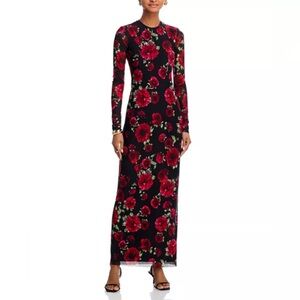 AFRM Black and Red Floral Long Sleeve Dress